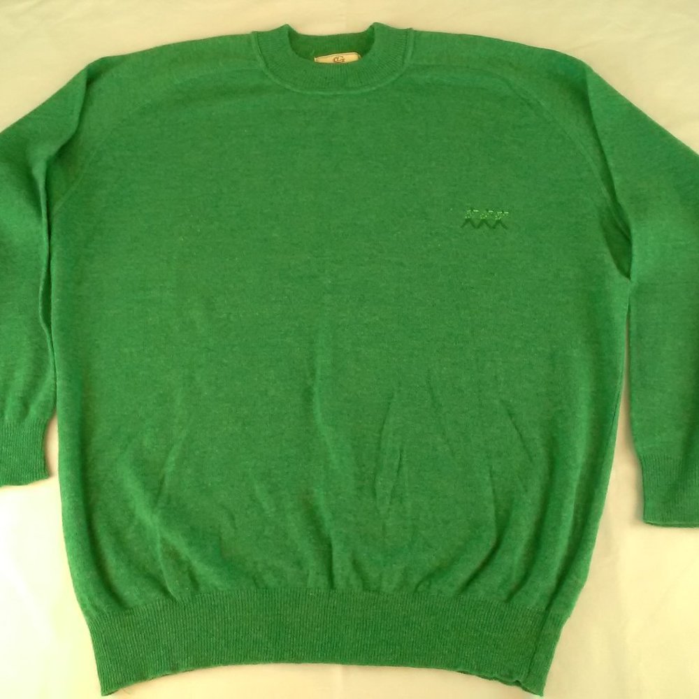 Green Italian Lambswool Crew Neck Sweater